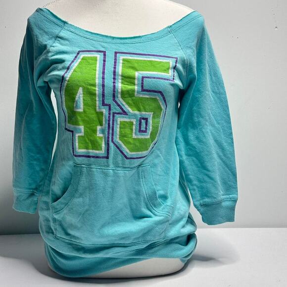 Vintage Y2K Energie turquoise blue sweatshirt size large - Picture 1 of 5